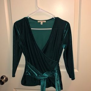 EXPRESS “One Eleven” Velvet Emerald Green Top
